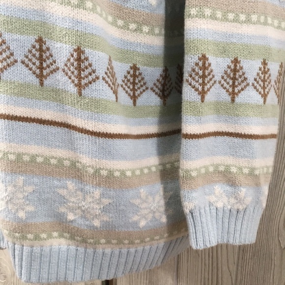 CHEROKEE Winter Snow Holiday Zip Sweater 14W/16W Plus Size Light Blue - Picture 5 of 8